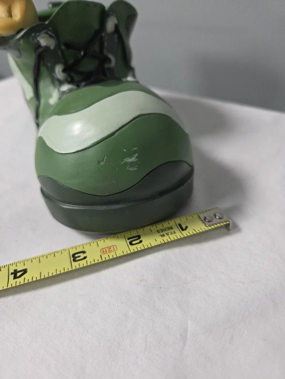 Vintage Ceramic Decorative Camouflage  Boot Planter With Chipmunk/ Squirrel